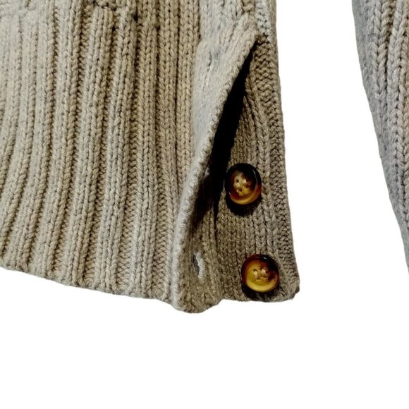 Women's Cable Knit Sweater XL Grey Liz Claiborne V-Neck Button detail EXC - Picture 4 of 9